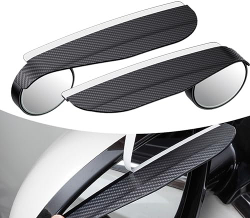 MIOLOE 2 Stück Auto Rückspiegel Regenschutz mit Toter-Winkel-Spiegel, 2 in 1 Universal Kohlefaser Auto Regen Visier Guard 360 ° einstellbar selbstklebende Autozubehör für Autos, SUVs, LKWs