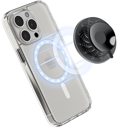 PROfezzion Soporte de Teléfono con Ventosa magnético para Espejo Azulejos de Vidrio Baño, No Superficie Áspera, Ventosa de Sílice para iPhone 16 Plus 16 Pro Max & 15 14 13 12,Maquillaje Selfie (Negro)