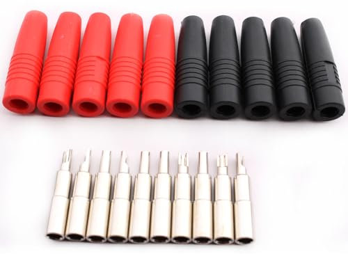 RUNCCI-YUN Lot de 10 fiches banane femelles isolées souder fiche banane 4mm femelles pour connecteur banane mâle non isolé