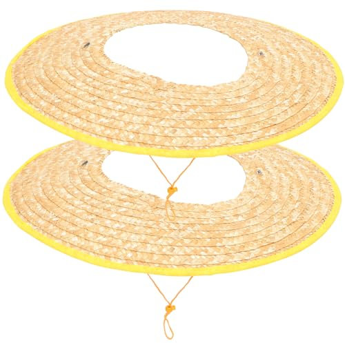 OSALADI 2 Stück Stroh-schutzhelm Mit Sonnenblende Und Lichtschutzfaktor Für Herren Nackenhut Mit Voller Krempe