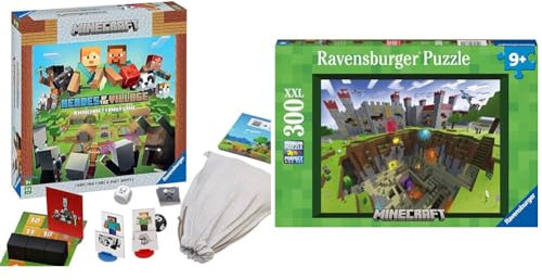 Ravensburger 20914 Minecraft Spiel Heroes of The Villag & Kinderpuzzle 13334 - Minecraft Cutaway - 300 Teile XXL Minecraft Puzzle für Kinder ab 9 Jahren, Minecraft Geschenke