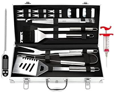 KALAHOL 24-in-1 BBQ Tools Set, BBQ Accessories Stainless Steel Barbecue Accessories with Gift Wrapping Box Premium Complete Outdoor BBQ Utensils Set in Storage Case BBQ Kit for Men and Women Gift