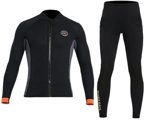 Traje de neopreno de dos piezas de 3 mm, traje de buceo superior e inferior para hombres y mujeres, esnórquel, buceo, mantiene el calor, protección UV, hombre, S