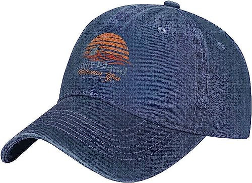 Jaws Amity Island Hüte Baseball Caps Washed Dad Trucker Denim Cowboyhut