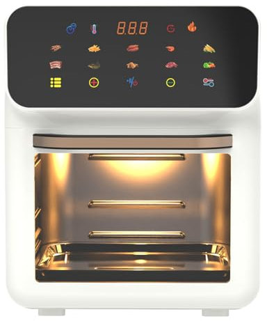 KVTGAYMS 20L Large Air Fryers Oven with Rotisserie for Family Digital 1350W,0-60 Minutes Free Timer,18 in 1 Multicooker, Roast, Grill, Bake, Toast, Fry, Dehydrate, Oil-Free, (Color : /White） Gray/Whit