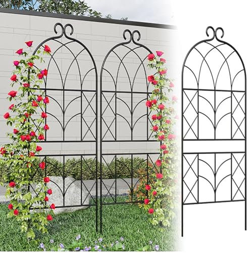 YAVYAV Treillis Mural De Jardin en Fer Forgé, Support pour Plantes Grimpantes, 150 X 51 Cm/200 X 51 Cm, Design Classique, pour Jardins, Serres, Cour(Black,200 x 51cm)