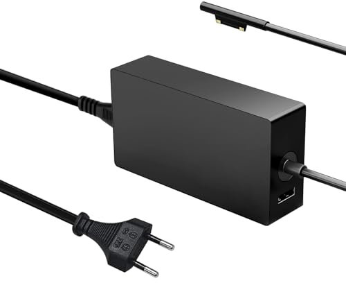 Cargador Surface Pro 65W 15V 4A Adaptador de Corriente para Microsoft Surface Pro 11/10/9/8/Pro 7/7+/6/5/4/3/X, Surface Go 4/3/2/1, Cargador de Surface 7/6/5/4/, Surface Book 3/2/1, con Puerto USB 5W
