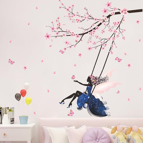 astylishome Wandtattoo Kinderzimmer Mädchen Aquarell Blüten Wandtattoos Wandsticker Wandaufkleber Wanddeko für Wohnzimmer Schlafzimmer Babyzimmer 1405