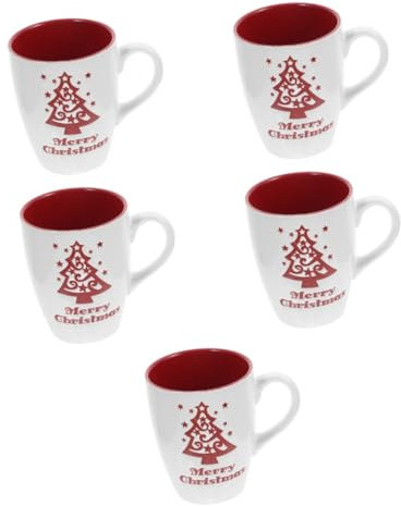 PRETYZOOM 5 Piezas Taza de Navidad Christmas mug Tazas de café de Navidad Taza de Desayuno de impresión de Navidad Taza de Agua de Navidad de impresión Tazas de Agua de cerámica para Navidad