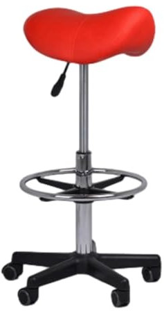 JAVPTAV Sattelhocker Ergonomischer Rollhocker mit Rädern Hydraulischer Sattelstuhl aus PU-Leder 24-32,3 Zoll höhenverstellbarer Drehhocker