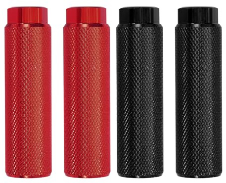 PATIKIL Lot de 4 Repose-Pieds antidérapants pour vélo Rouge/Noir | en alliage d'aluminium, compatible avec les axes de 3/8 pouces, pour siège arrière de BMX VTT dirt bike