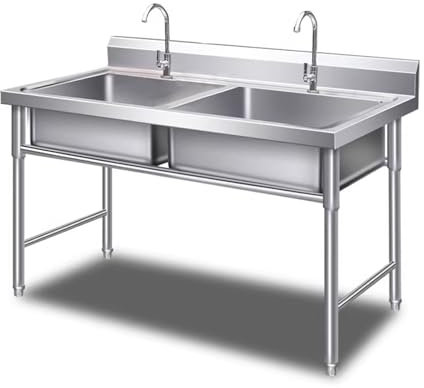 Fregadero Exterior Fregadero Industrial Fregadero Camping, Cocina Comercial Fregadero, de Acero Inoxidable 304, con Grifo for Cocina, Restaurante(120cm/48in)