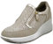 Imac Sneakers Donna in Pelle Beige e Oro con Cerniera, Zeppa Media 5 cm, Sottopiede Estraibile, 755860