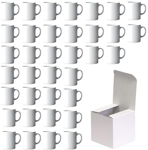 AL PRODUCTION Set di 36 tazze per sublimazione complete di scatola, tazze bianche da 330ml in ceramica per caffè, tè, latte, adatta per stampa subliamtica (Bianco, 36 Pz)