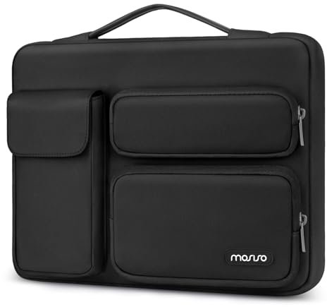 MOSISO 360 Protective Laptop Case 14 inch, Laptop Sleeve Compatible with HP Lenovo Dell ASUS Acer, HP Stream, Dell Latitude,Lenovo IdeaPad, Side Open Bag with 2 Raised&1 Flapover Pockets, Black