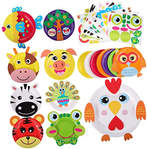 BESPORTBLE Animal Paper Plate Sticker Kit for Toddlers Ages 1-5 DIY Craft Plates Animal Decals for Kids Creative Art Projects Fun Activity Supplies for Boys and Girls