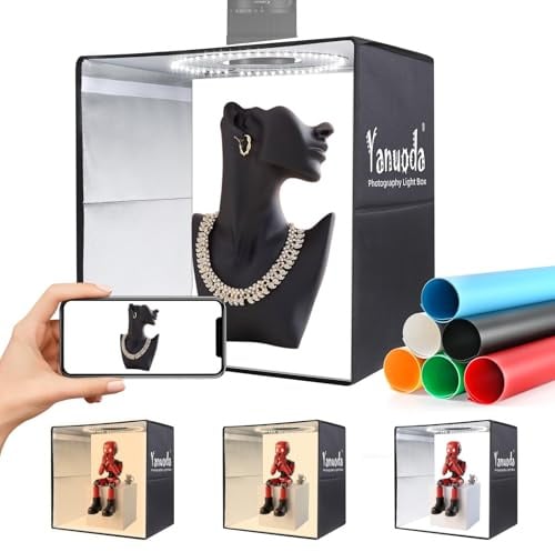 Scatola Luce Professionale 40x40cm - 180 LED Dimmerabili (Bianco/Caldo/Freddo), Portatile, 6 Sfondi PVC, USB-C - Per E-Commerce, Gioielli, Artigianato