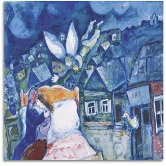 KANGZENG Marc Chagall Malerwerke (Der Traum) Kunstposter, ästhetischer Druck, Kunstdruck, Leinwand, moderne Schlafzimmerdekoration, 40 x 40 cm