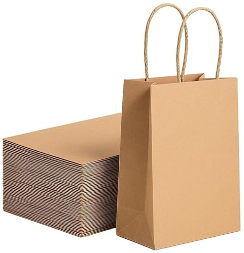 Pakomat Papiertüten Braun 18x22cm, 250 Stück – Kraftpapiertüten mit Henkel, Geschenktüten für Kindergeburtstag, Hochzeit, Party, Geschenke & Feiern