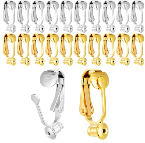 20 Stück Clip-On Earrings Converter Ohrstecker Konverter Ohrclips Nicht Durchbohrt Ohrclip Konverter Zinklegierung Ohrring Clips Ohrstecker Flache Offene Schlaufen für Herstellung Von Ohrringen