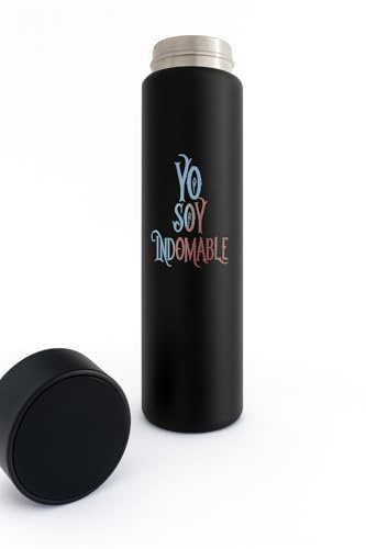 Termo Botella Premium de Acero inoxidable 500ml con Pantalla LED-Diseño Yo Soy Indomable, Aislación al Vacío para Bebidas Calientes y Frias