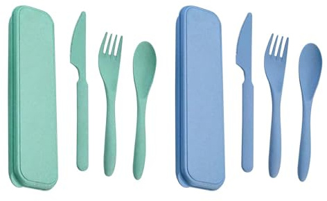 2 Sets Portable Reusable Cutlery Set with Case, Travel Fork Knife Spoon Set, Compact Tableware for Camping, Office, Picnic & Outdoor Dining