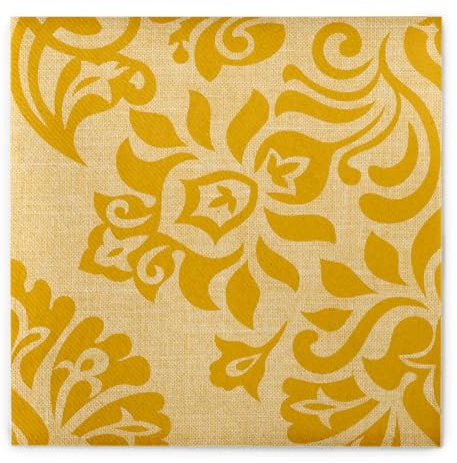 Mank Airlaid Serviette Rex 40 x 40 cm – 50 Stück, stoffähnliche Premium Einweg Servietten, weich & reißfest, extra saugstark, Hochzeit Ornament in Trendfarben (Gold-Gelb)