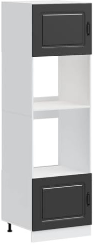 Mhdvray Kalmar - Lot de 2 armoires de cuisine - Noir - 60 x 57 x 207 cm - En matériau dérivé du bois avec pieds réglables - Peu encombrant - Pour four et micro-ondes - Design moderne pour petites