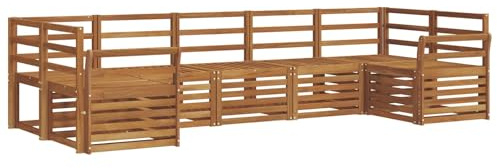 vidaXL Sofagarnituren 7 pcs Natur Massivholz Akazie, Akazienholz Gartenmöbel-Set, modernes Sofa, Coole Lounge, modulare Sitze, Pooldeck-Style
