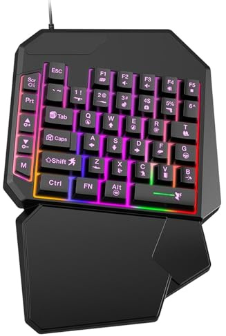 1 Handed Keyboard Left-Handed Ergonomic Programmable Keys | Ergonomic Game Controller for PC Player Plug-And-Play for Daily Entertainment Professional E-Sports