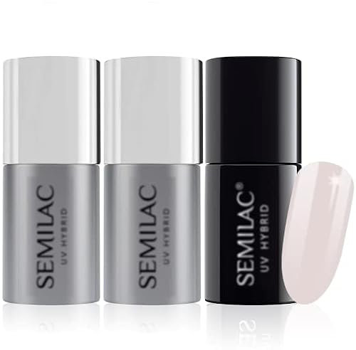 Semilac Base Coat, Top Coat & UV Gel Colour Polish. Long Lasting, Chip Resistant & Easy To Apply. 002 Delicate French Colour UV Gel Nail Varnish. Perfect For Manicure or Pedicure.