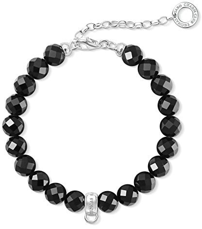 Thomas Sabo Damen Charm-Armband Obsidian schwarz Charm Club 925 Sterling Silber X0226-840-11-L18, 5v