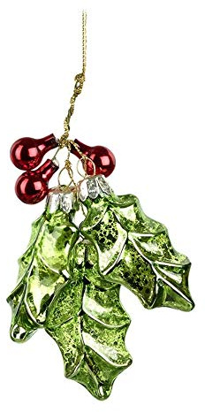 Heaven Sends Bola colgante con forma de hoja de acebo para �rbol (8 cm), color rojo y verde