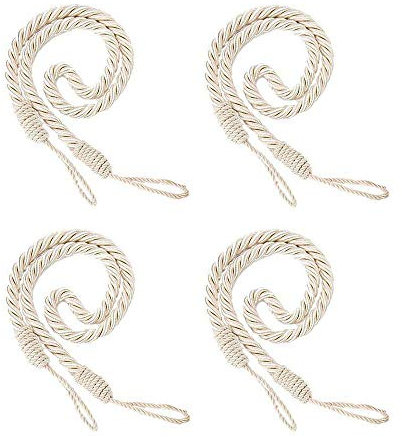 Vorhang Raffhalter 4 Stück Vorhanghalter 68cm Gardinen Geflochte Seil Polyester Retro-Vorhang Seil Beige Gardinenhalter