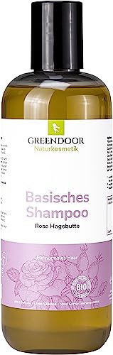 GREENDOOR Bio Natur Shampoo Rose Hagebutte 500ml SPARPACKUNG, normale Haare coloriertes Haar, ohne Silikone Sulfate Parabene, basische Haarpflege Naturkosmetik