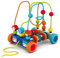 URBN-TOYS Assorted Color Wooden Wire Bead Maze Pull along Toy Car - Animal Slide Bead Maze Toy for Kids, Roller Coaster Activity - Indoor Games for Walkers Boys and Girls