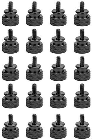 20er Pack Computergehäuse-Rändelschrauben, 6-32 Rändelschrauben mit Vollgewinde, eloxiertes Gehäuse aus Aluminiumlegierung für Abdeckung/Netzteil/PCI-Steckplätze/Festplatten(schwarz)