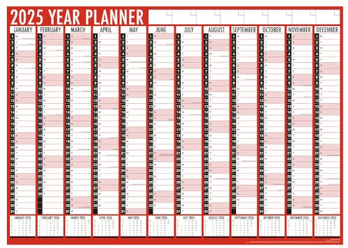 Karrma Ltd Wandkalender für 2021, groß, ganzjährig, flach, mit Feiertagen markiert und die Wochenenden sind schattiert, ideal für Zuhause und Büro (gefaltet)