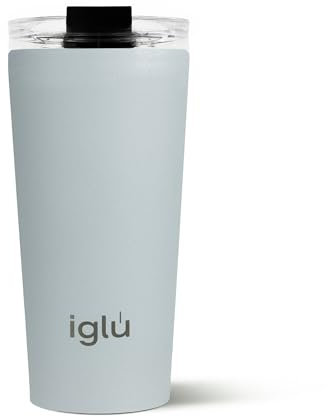 iglu Reusable Coffee Cup | Thermal Insulated Stainless Steel Travel Mug with Screw Lid | Leakproof & Double Walled - Great for Hot & Cold Drinks | Premium Eco-Friendly Gift (Arctic Blue, 16oz)