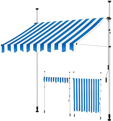 KESSER® Klemmmarkise mit Handkurbel Balkon | Balkonmarkise ohne Bohren | Markise UV-beständig höhenverstellbar & wasserabweisend | Sonnenschutz für Balkon Terrasse & Garten, Terrassenüberdachung 150cm