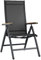 OUTLIV. Kobe Klappsessel Kobe Aluminium Textilene, Wetterfest, Pflegeleicht, Rückenlehne Verstellbar, Teak-Armlehnen, Anthrazit, 60x73x110cm