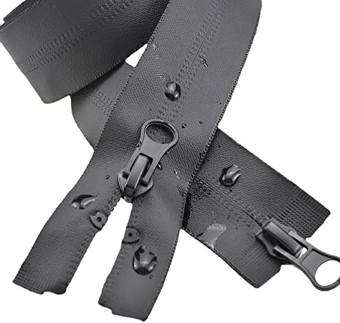Set di 2 cerniere a doppia apertura, impermeabili, 50 cm, 5#, cerniere da cucire, cerniere nere (2 pezzi da 50 cm)