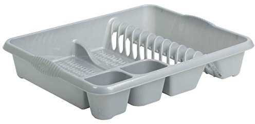 JMS we create smile Plastic Dish Drainer Plate Cutlery Rack Plastic Kitchen Sink Holder Stand (Silver/Grey, Large)