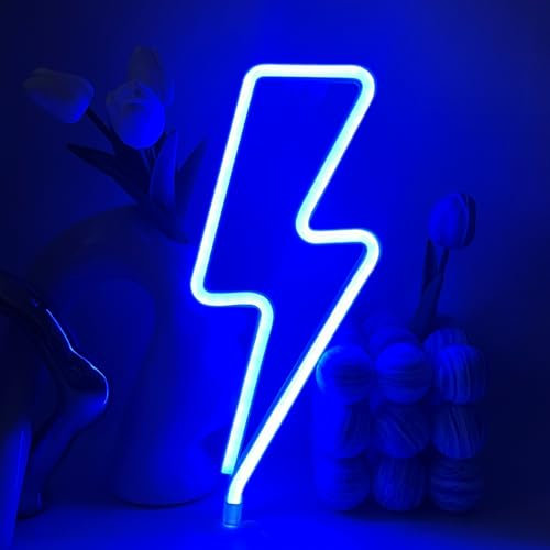 Blitz Neonlicht Blitz Leuchtreklame USB or Battery Powered Light Sign Blitz Geeignet für Schlafzimmer,Weihnachtsbar,Party,Hochzeit, Feiertag,Halloween LED Blitz Neonlicht