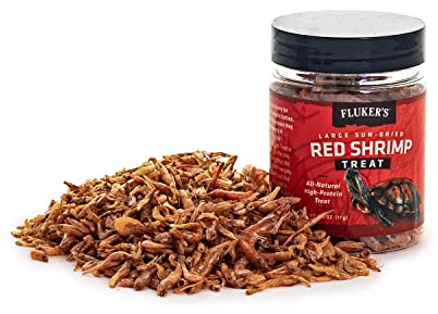 Fluker's All Natural Large Sun-Dried Red Shrimp, High Protein Treats, Aquatic Turtle Food, Great for Aquatic Frogs, Tegus, Monitors, and Tropical Fish, 0.6 oz