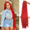 90 cm - Lot de 7 extensions de cheveux synthétiques - Doux et rouges - Pour femmes noires - 90 cm - Sans extension - Sans extension - Faux Locs - Pré-bouclés - Super légères - Pour femmes noires (91