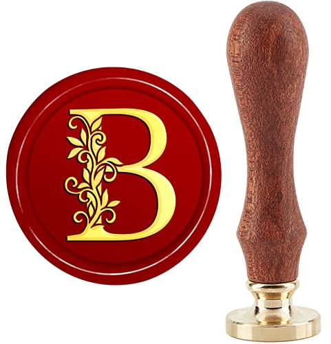 craspire Wachs-Siegelstempel Initialen B Klassischer Vintage-Siegelstempel 30 mm/1.18 Zoll Abnehmbarer Messingkopf-Siegelstempel Mit Holzgriff Für Geschenkeinladungen, Grußkarten, Verpackung