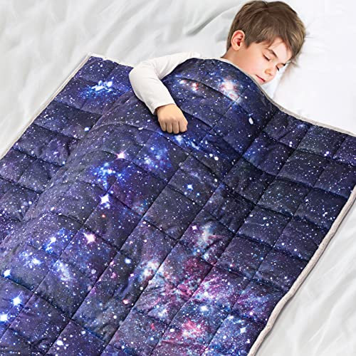Solfres Manta Pesada de 5 Libras, 36 x 41 Pulgadas, Manta Pesada con impresión, Ultra Suave y acogedora, Estrellas, Galaxia del Universo