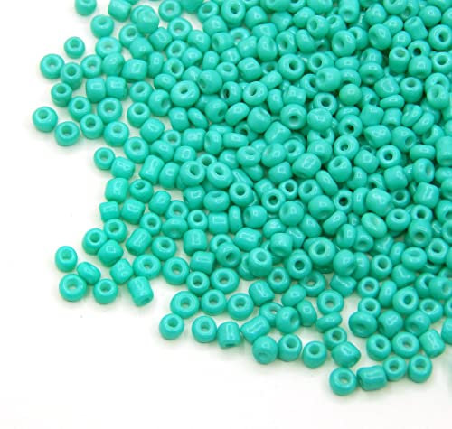 1100 Stück Glas Rocailles Perlen 4mm, 6/0, Ponyperlen Rund Mini Perle Seed Beads (Türkis Opak)