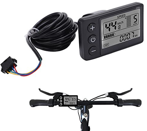 S866 Bike Computer, Electric Bicycle Display LCD Meter, 24V 36V 48V Electric Scooter Control Panel with SM Plug, Bike Speedometer Odometer, for 22.2mm/0.9in Handlebars